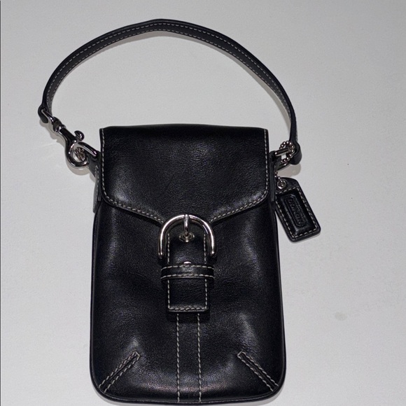 Coach Black Vintage Y2K Soho Wristlet Coach Black Leather Cell Phone Holder Y2K - Picture 7 of 16